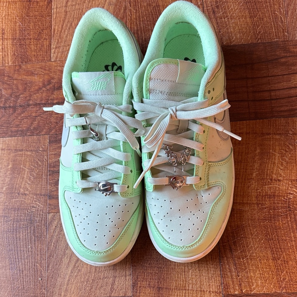 Mint Green and White Nike Dunks